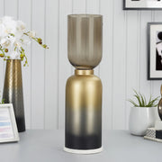 Zeus Iron and Glass Ombre Floor Hurricane 20x63 Cm in Antique Gold & Black Colour - HomeTown