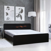 Swirl Queen bed without storage in Dark Oak Colour - HomeTown