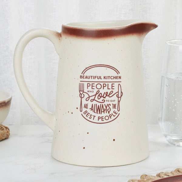 Beautiful Kitchen Studio Pottery Stoneware Water Jug in Beige Colour dimensions
