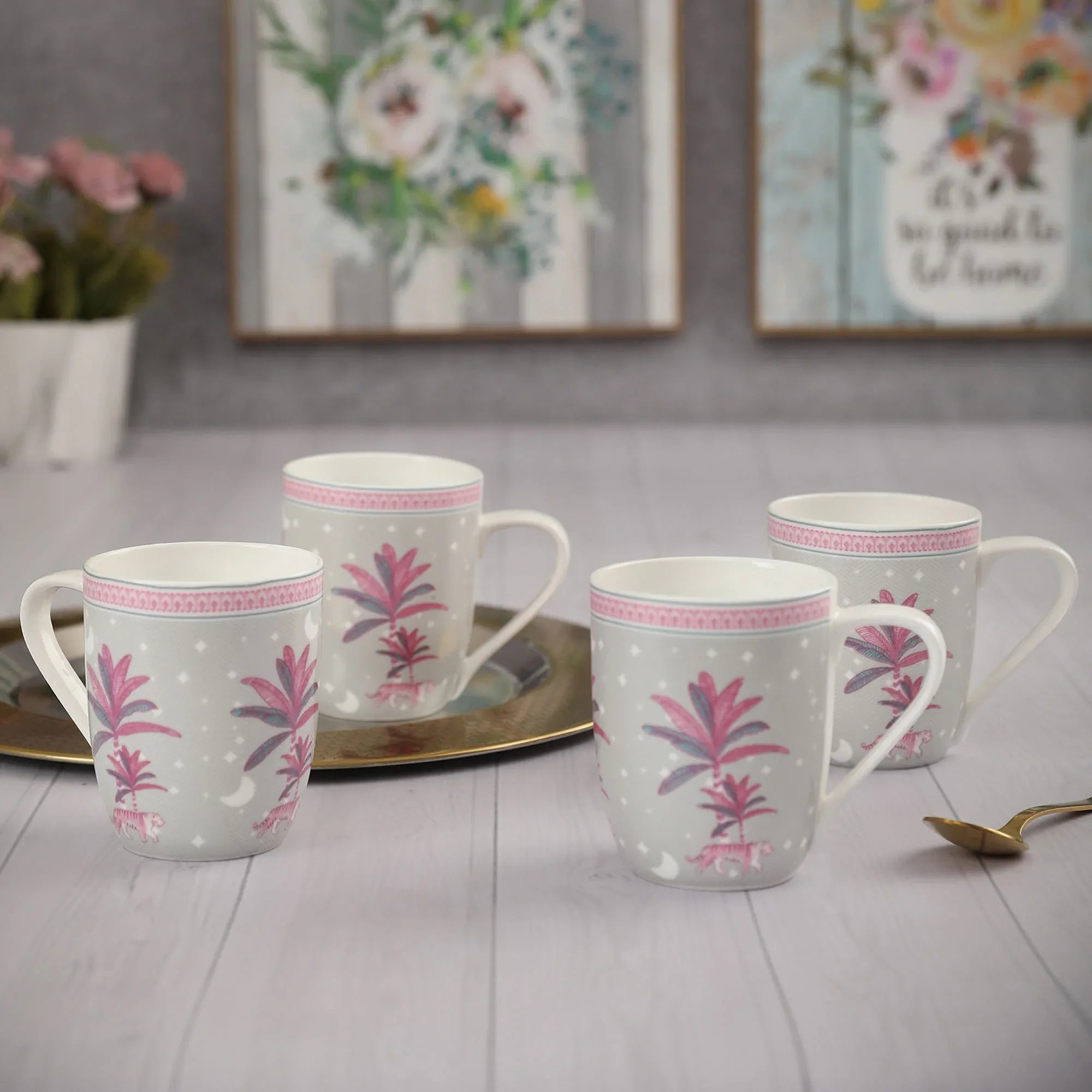 Silk Route Ceramic Vana Coffee Mug 320 Ml Set Of 4 in Multi Colour - HomeTown