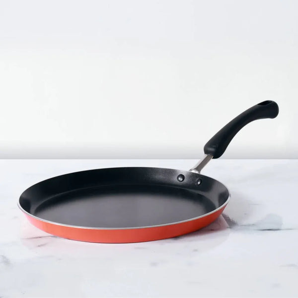 Induction Bottom Aluminium Non Stick  Flat Tawa 24Cm 3mm in Orange Colour dimensions