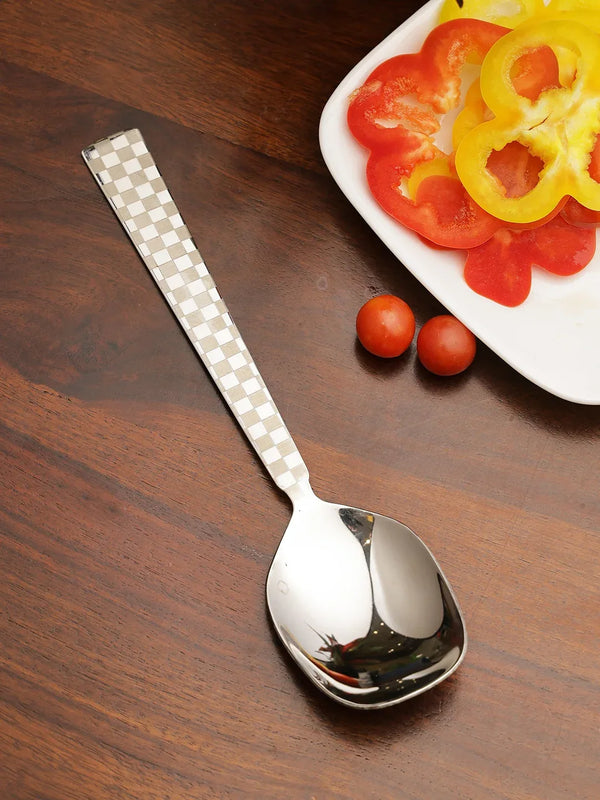 Diamond Rice Steel Spoon in Silver Colour dimensions