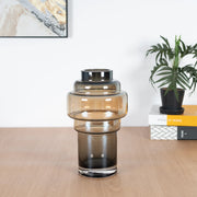 Julian Modern Glass Vase 25Cm in Smoky Colour - HomeTown