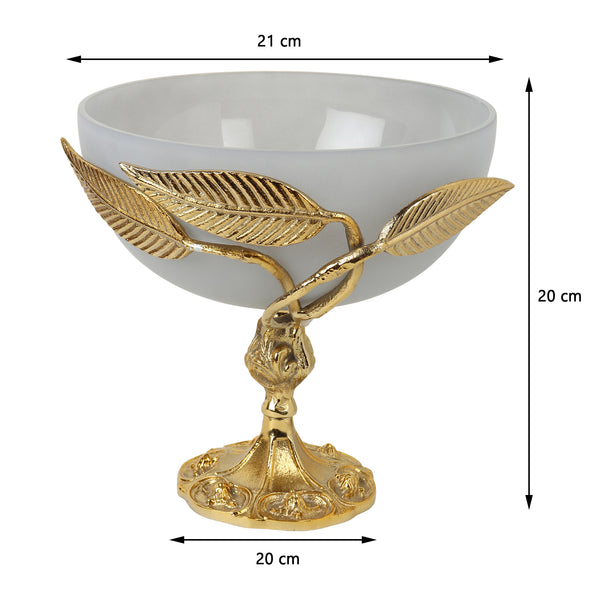 De Massion Verdant Elegance Glass Bowl in Grey and Gold dimensions