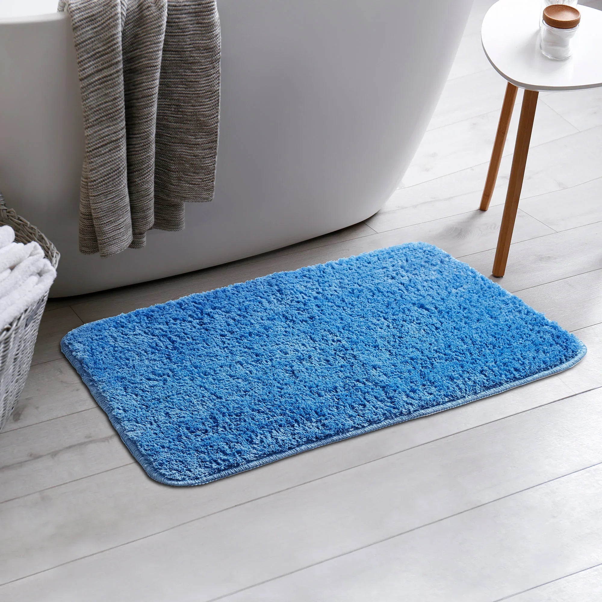 Emilia Micro Fiber Anti Skid Bath Mat 44x66 Cm in Blue Colour - HomeTown