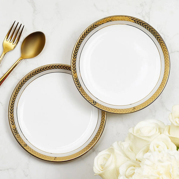 Amour Real Gold-Plated Bone China Diana Quarter Plate Set of 2 in Grey & White Colour dimensions