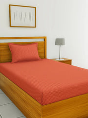 Espeda Cotton Single Bedsheet 152X229 CM in Rust Colour - HomeTown