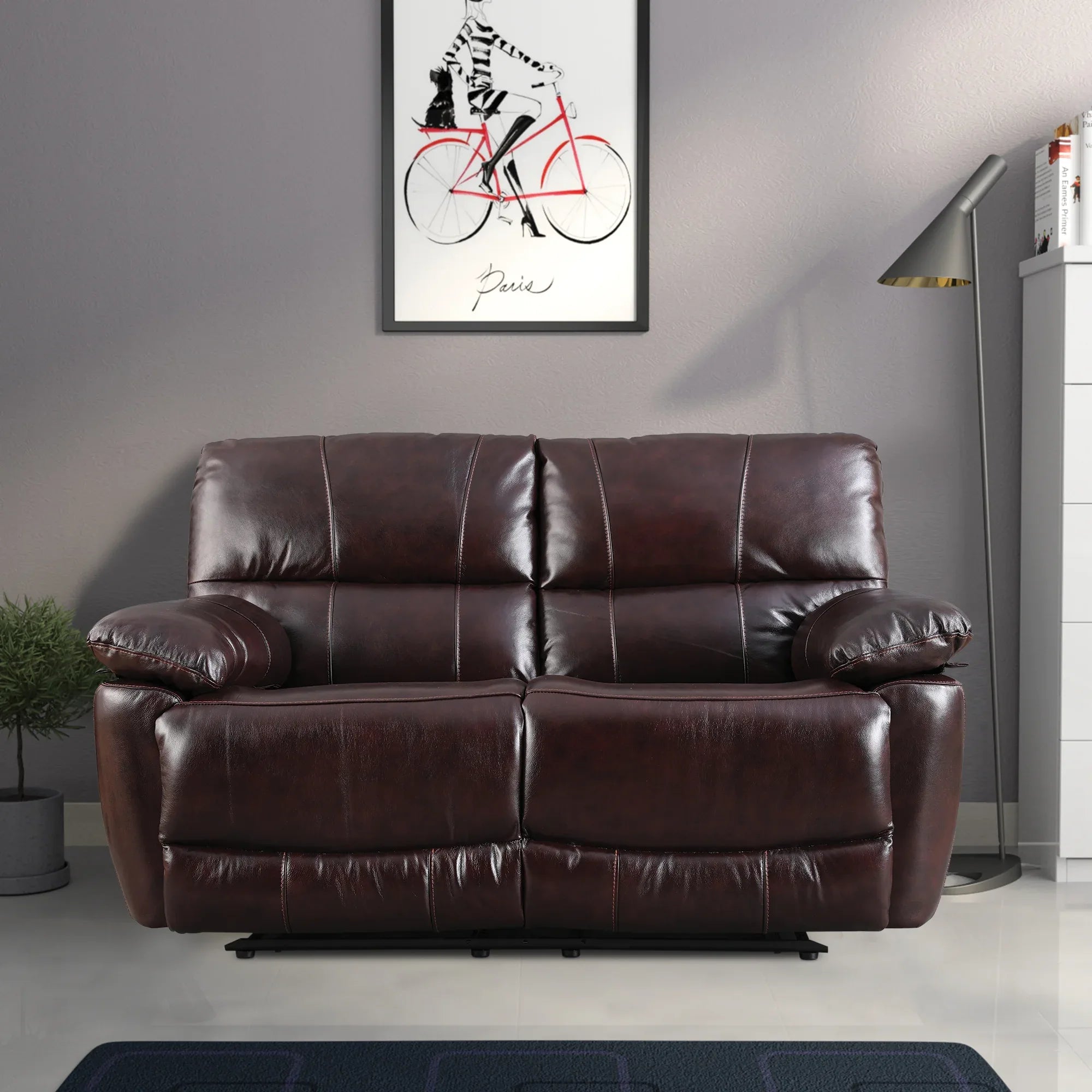 Charles Half Leather Two Seater Recliner - HomeTown