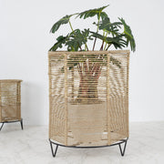Boho Metal And Natural Fiber Planter Stand 42Cm in Brown Colour - HomeTown