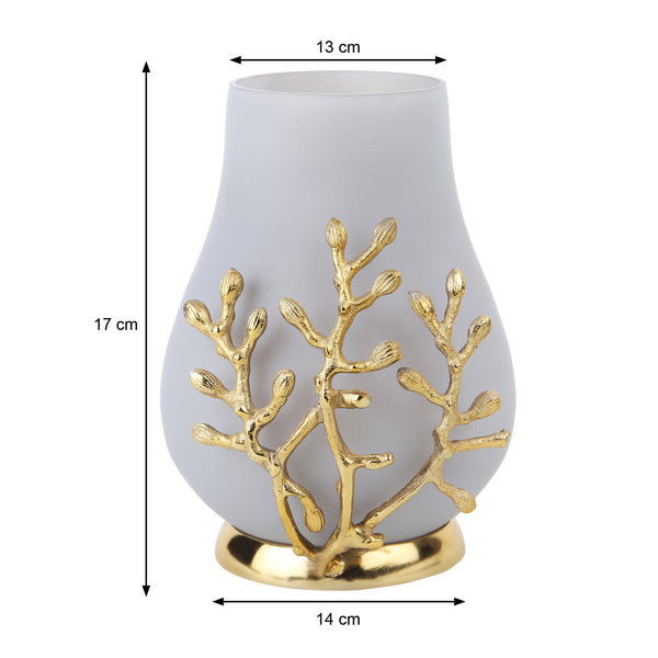 De Massion Versalux Glass Vase and Candle Holder in Grey & Gold dimensions