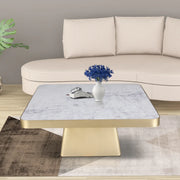 Thomas Marble Center Table in Gold and White Colour - HomeTown