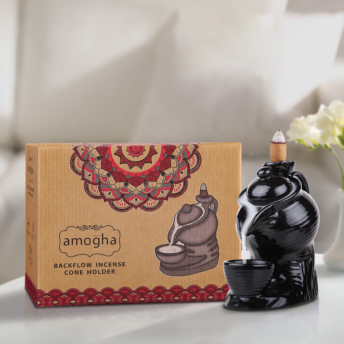 AMOGHA BCKFLW INCENSE CONE HLDR INBFH637