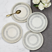 Artisanal Studio Pottery Stoneware Quarter Plate Set of 4 in Black & Ecru Colour - HomeTown