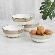 Amour Real Gold-Plated Bone China Charlotte Veg Bowl/Katori Set of 4 in Pink & White Colour - HomeTown