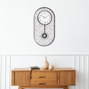 Rhythm Metal And Glass Oval Pendulum Wall Clock in Black Colour - HomeTown