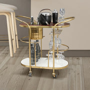 Martini Metal Serving Trolley in Brown & Gold Colour - HomeTown