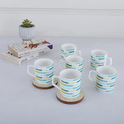 Bahamas Bone China Stripes 200 ml Tea Mugs Set of 6 Pcs in Multi Colour - HomeTown