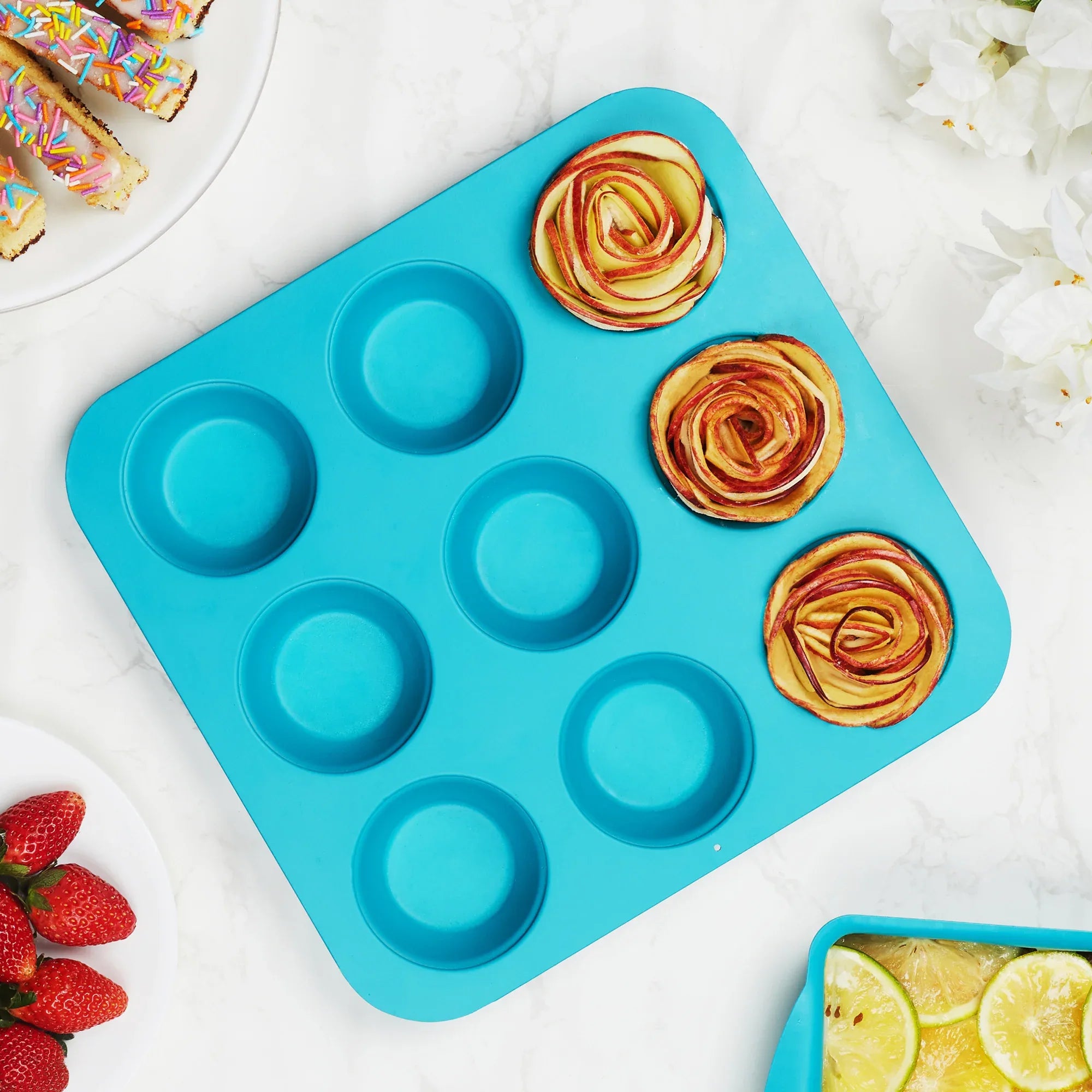 Bakelicious Aluminium 9 Cavity Muffin Tray in Teal Colour - HomeTown