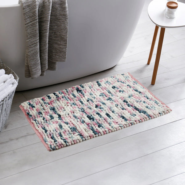 Emilia Micro Chenille Multipurpose Loop Bath Mat 50x80 Cm in Blush Blue Colour dimensions
