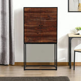Sven Sheesham Wood Rosewood Storage Cabinets in Natural Sheesham & Black Colour