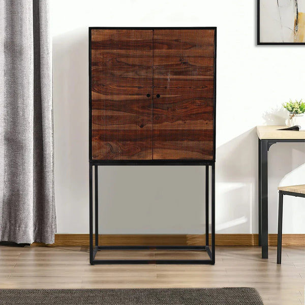 Sven Sheesham Wood(Rosewood) Storage Cabinets in Natural Sheesham & Black Colour dimensions