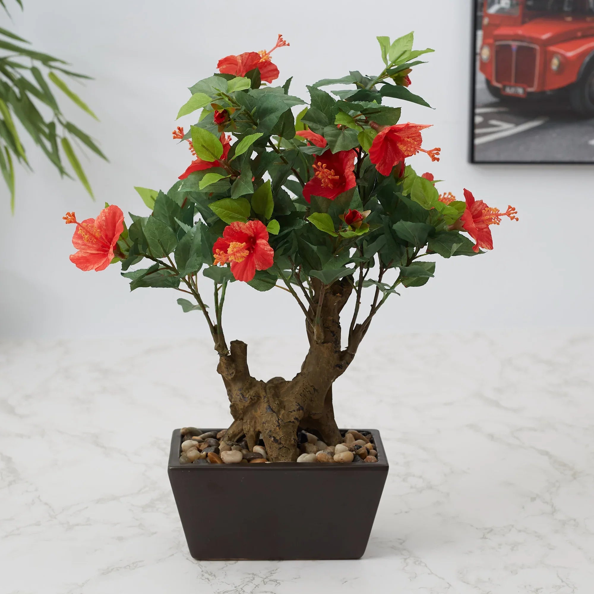 Ilana Faux Hibiscus Ceramic Potted Plant 43 Cm in Pink Colour - HomeTown