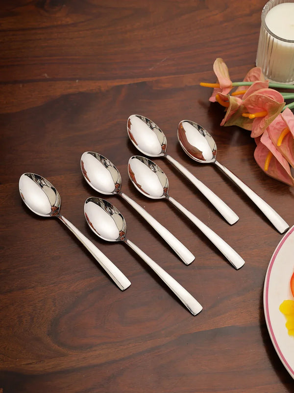 FNS Solo Tea Silver Spoon Set of 6 in Silver Colour dimensions
