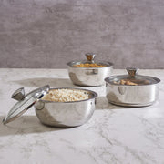 Sapphire Double Wall Insulated Stainless Steel Meal Serve Combo Set of 3 in Silver Colour - HomeTown