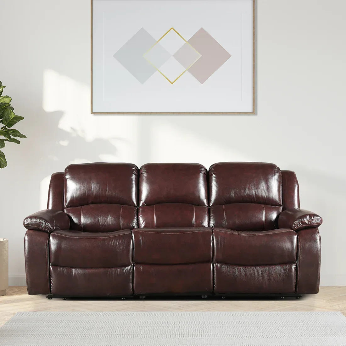 Rhine Half Leather Electric Recliner In Brown Colour - HomeTown