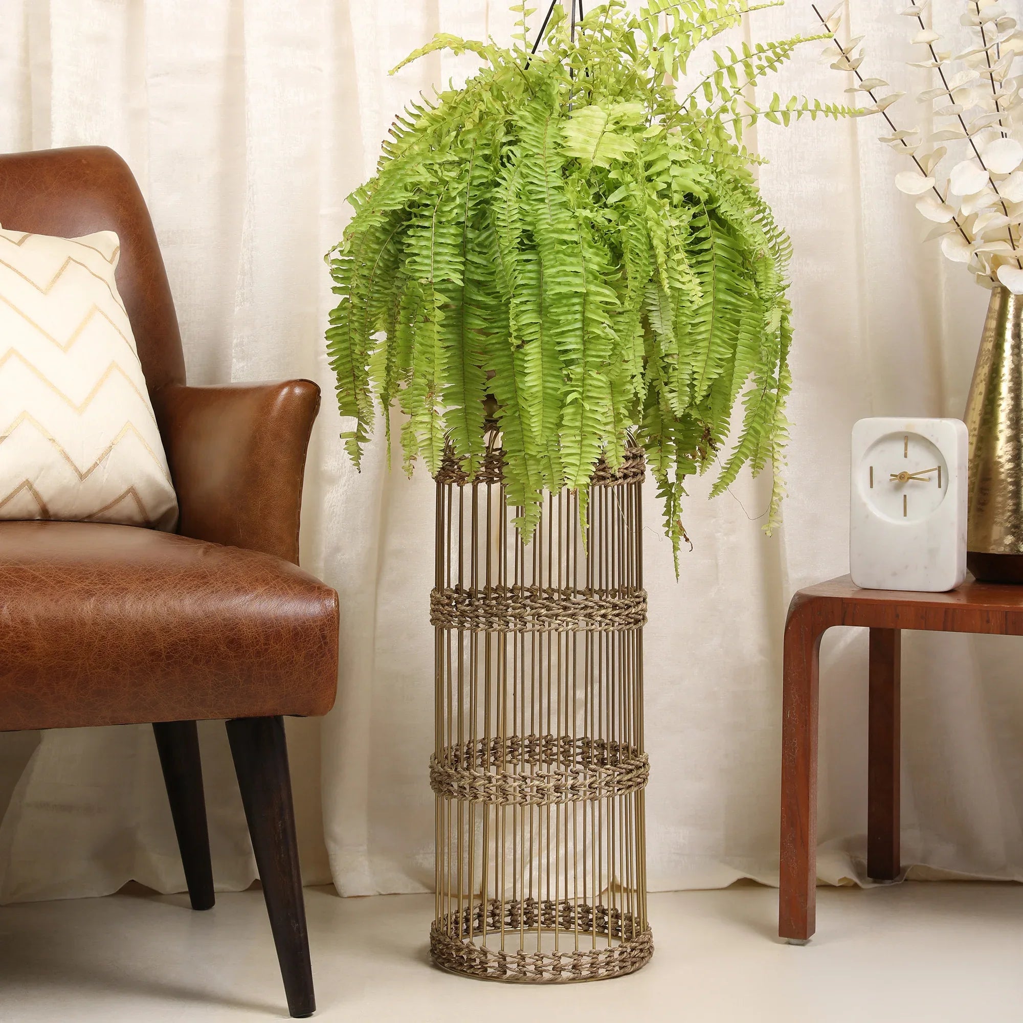 Cosmos Metal Planter 82 cm in Gold Colour - HomeTown