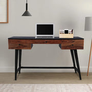 Sven Sheesham Wood(Rosewood) Study Table in Natural Sheesham & Black Colour - HomeTown