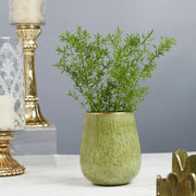 Phiona Glass Textured Handcrafted Vase 15 Cm in Olive Colour - HomeTown