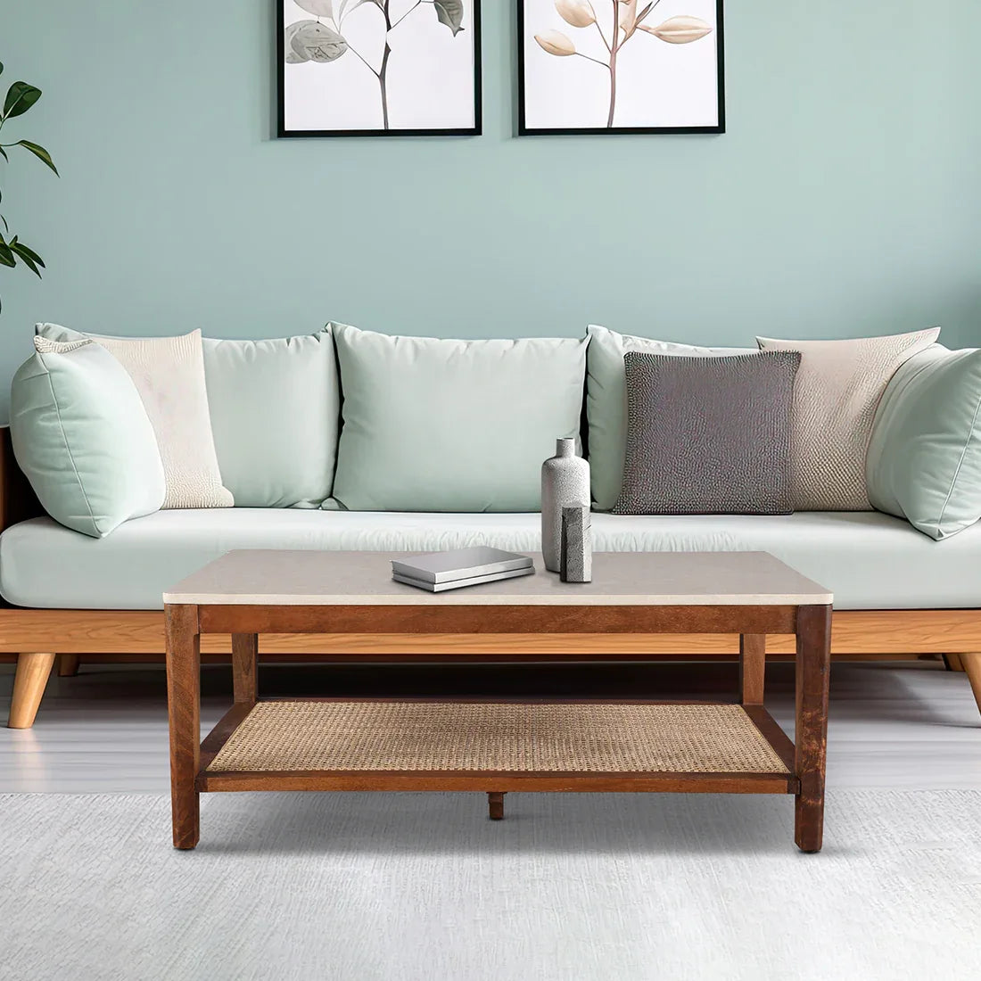 Siam Acacia Wood Center Table in Beige Colour - HomeTown