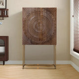 Samsara Mango Wood Bar Unit in Brown & Gold Colour
