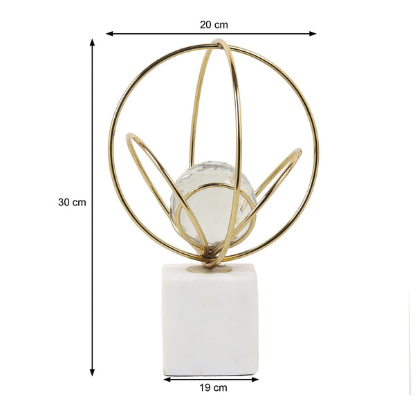 De Massion Elysian Gold Rings Crystal Ball Sculpture dimensions