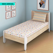 Crossword Scrabble Bamboo Cotton Single Fitted Bedsheet in Multi Colour - HomeTown