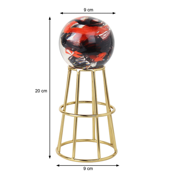 De Massion Crystal Orb's Gold Pedestal with Red Ball dimensions