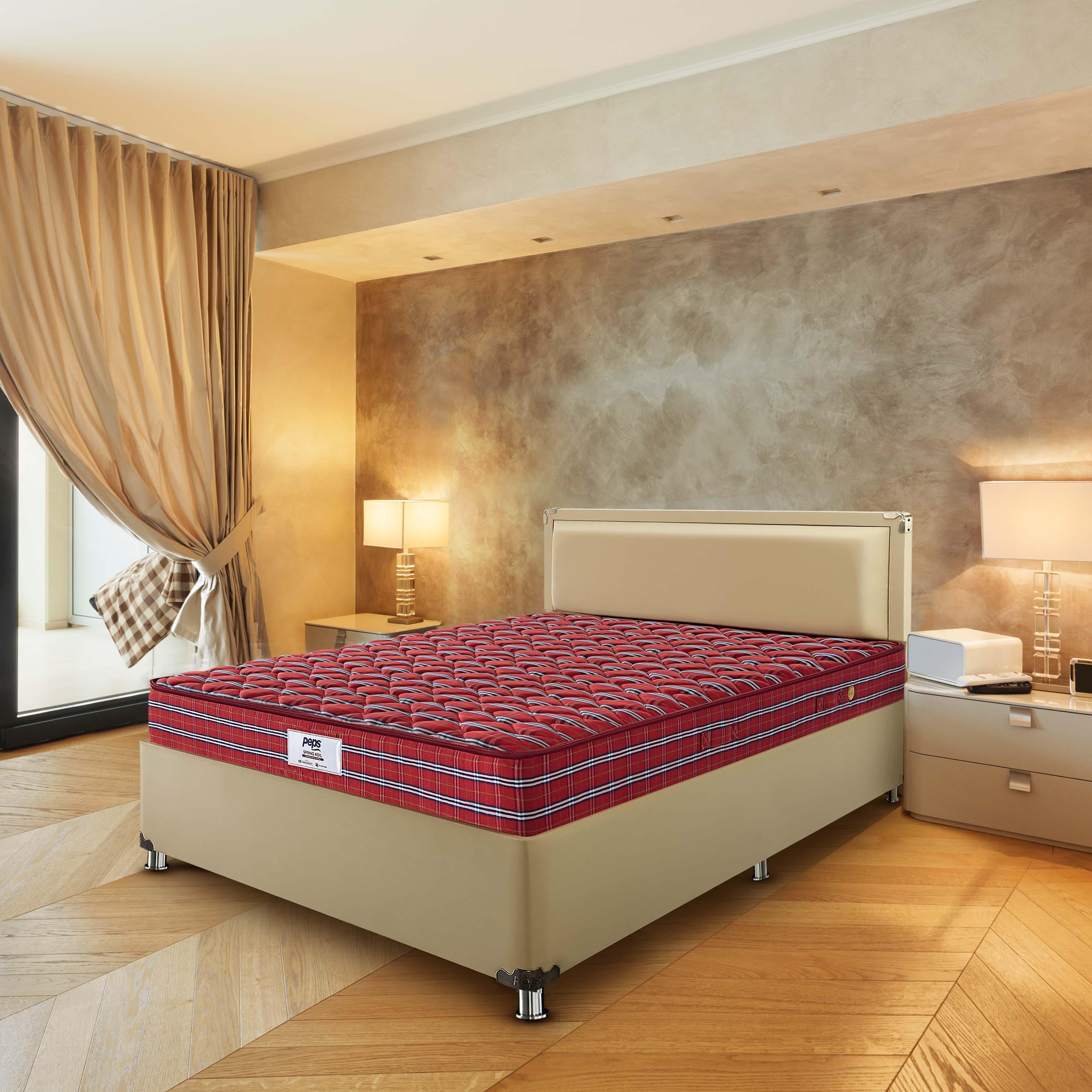 Tartania Pocket Spring Double Mattress 75x48x6 Inch in Maroon Colour - HomeTown