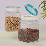 Flexo BPA Free Easy Lock Square Container 1.1 Ltr Set of 2 in Teal & Transparent Colour - HomeTown