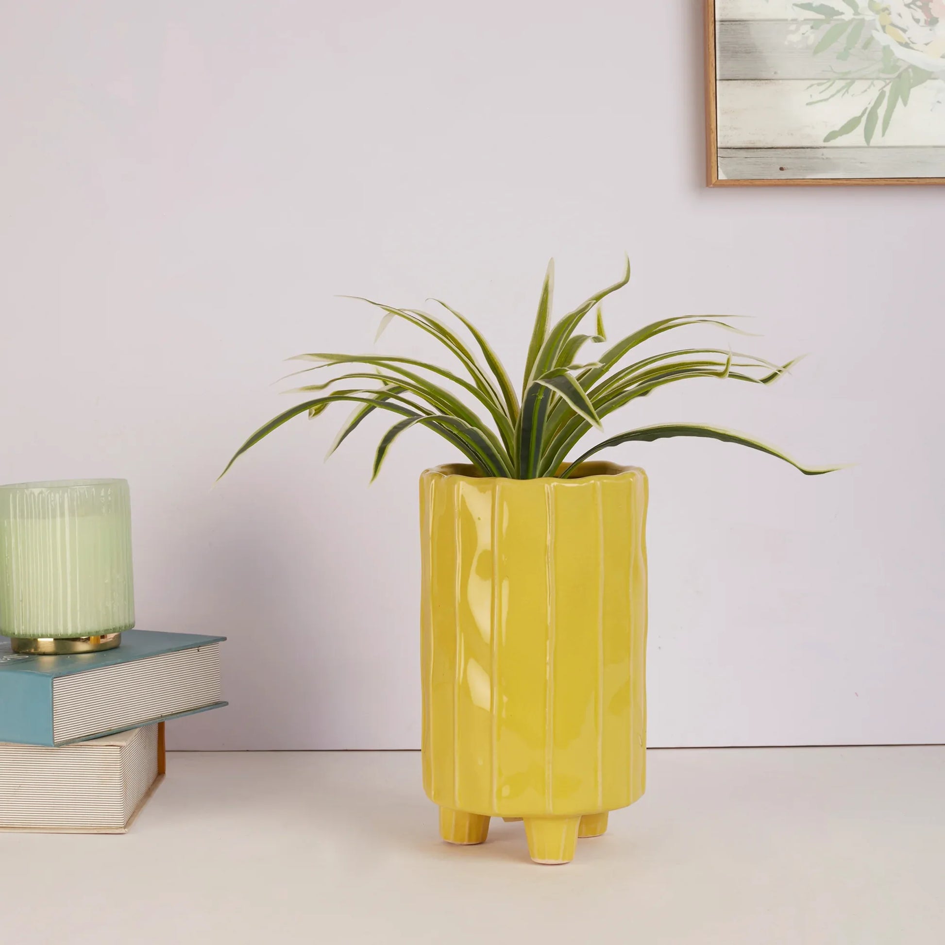 Alura Tropical Glossy Ceramic Planter 22Cm in Apple Green Colour - HomeTown