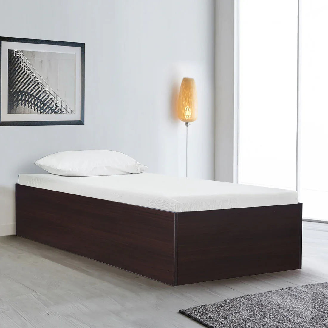 Ria Single bed with Box storage in Walnut Colour - HomeTown