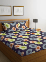 Carnival Double Bedsheet 220 x 230 CM in Blue Green Colour - HomeTown