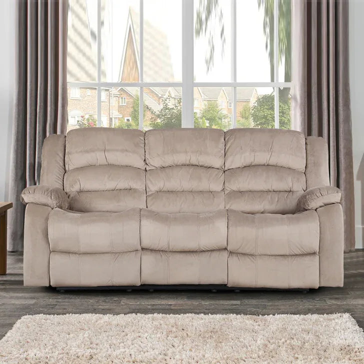 Bradford Fabric Three Seater Recliner in Beige Colour - HomeTown