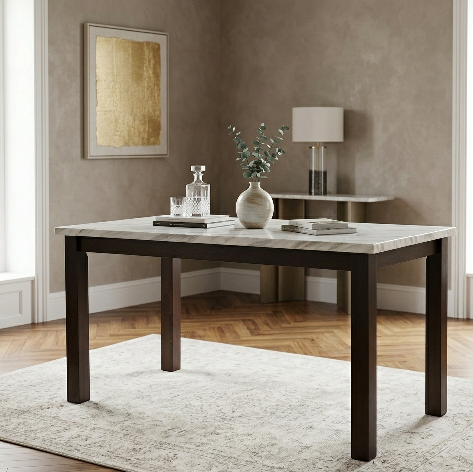 GLACIA 4 STR MARBLE FINISH DINNING TABLE