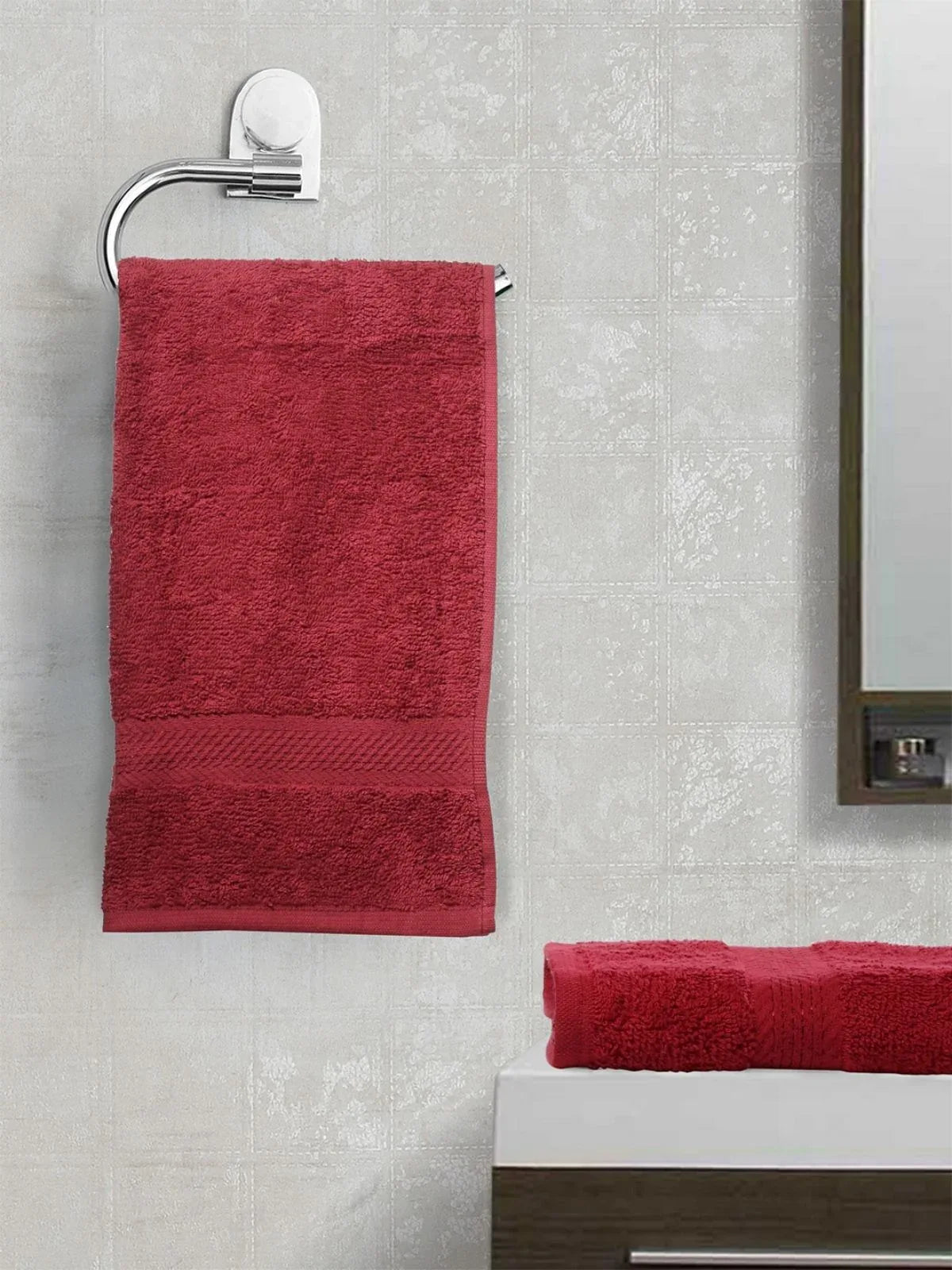 Paradiso Cotton Set Of 2 Hand Towel 40X60 Cm 500 Gsm in Burgundy Colour - HomeTown
