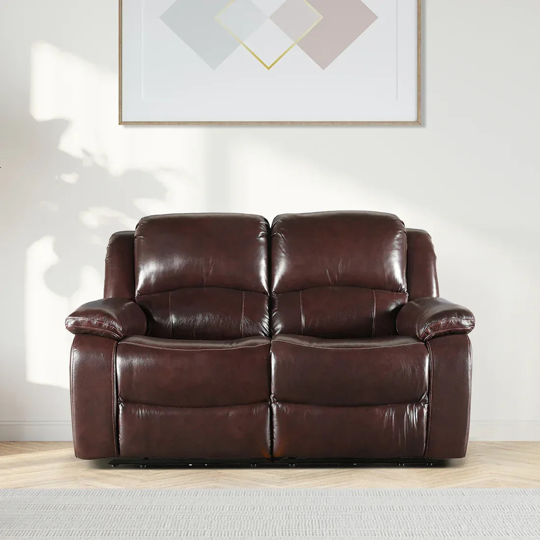 Rhine Half Leather Electric Recliner In Brown Colour - HomeTown