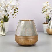 Phiona Glass Textured Handcrafted Mercury Vase 21 Cm in Gold Colour - HomeTown