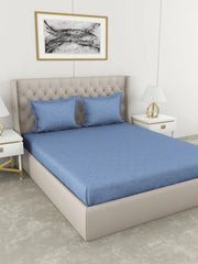 Botanical Cotton King Bed Sheet 274X274 Cm 210 Tc in Blue Colour - HomeTown