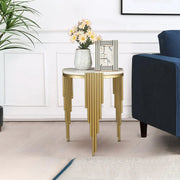 Giove Marble & Iron Side Table in White and Gold Colour - HomeTown