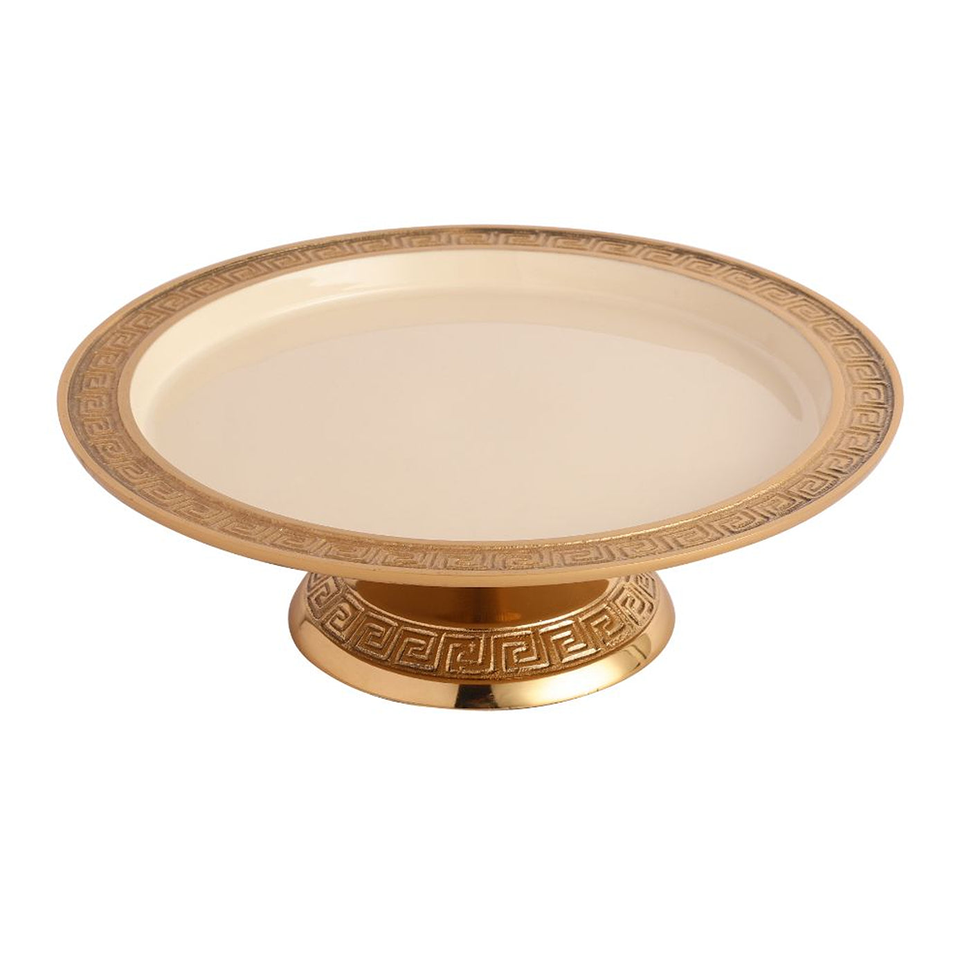 Versace Design Cake Stand in Ivory Enamle & Silver Finish